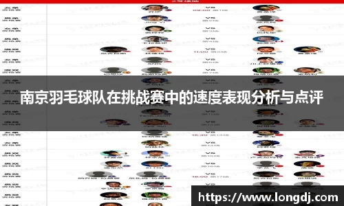 南京羽毛球队在挑战赛中的速度表现分析与点评